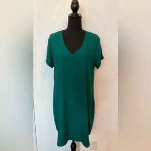cloth & stone Teal V-Neck Short Sleeve Dress